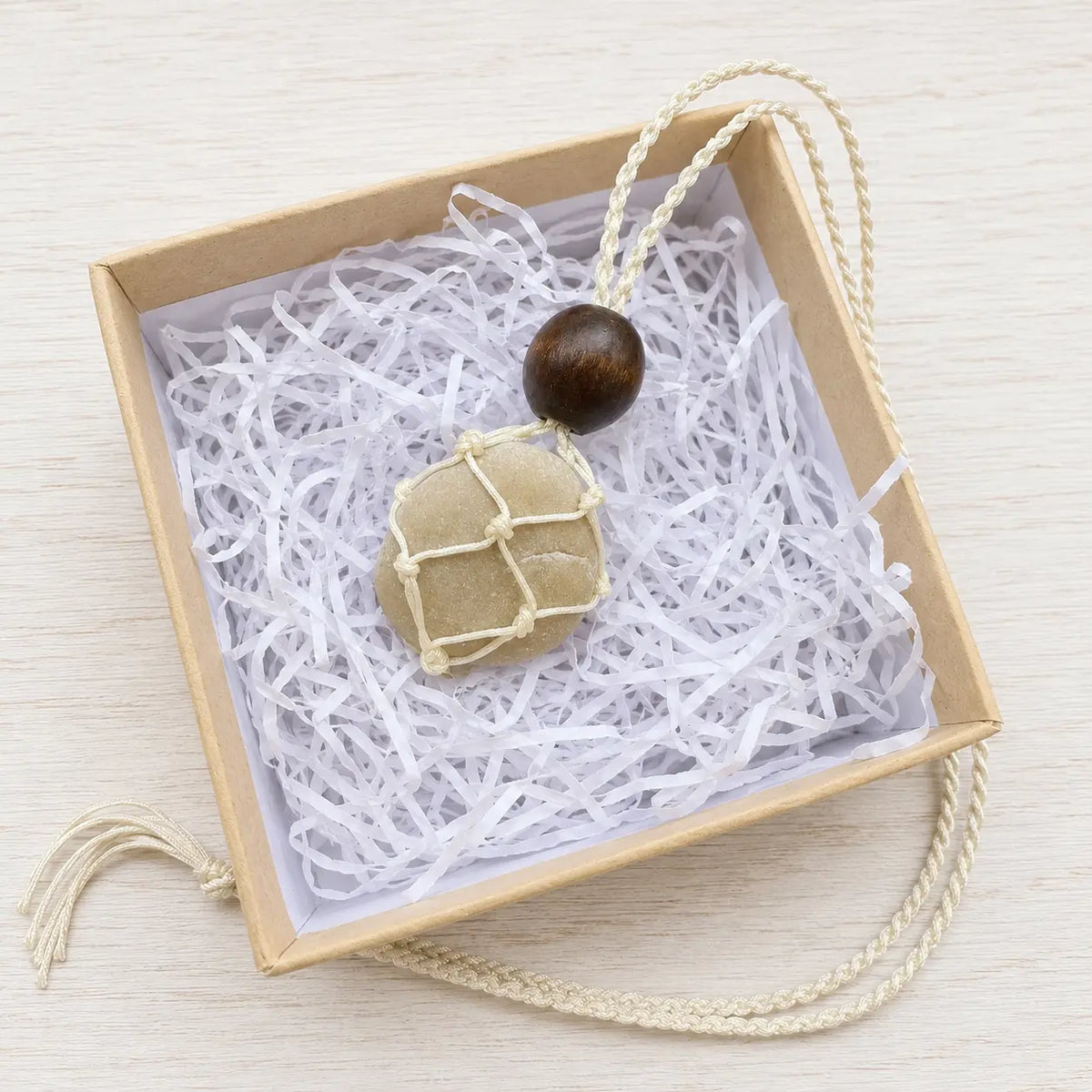 Camino Companion Stone with Hand-knotted Holder + Certificate and Personalization