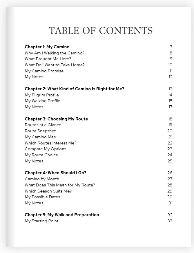 The Camino Preparation Workbook