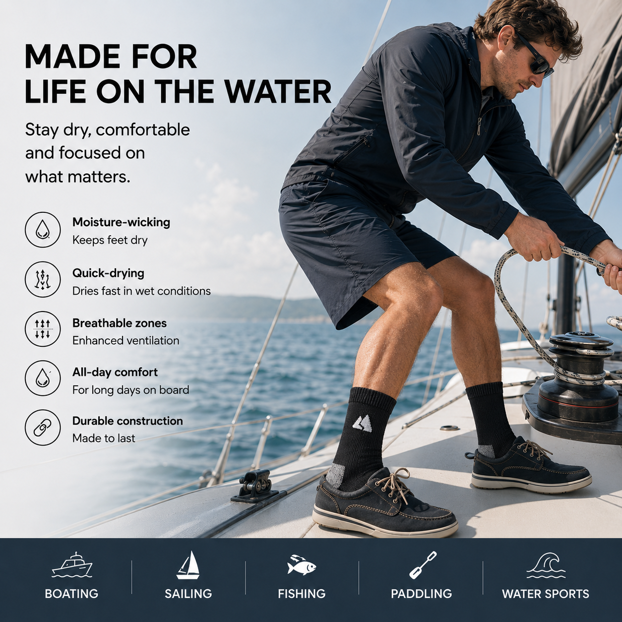 Black Merino Wool Hiking Socks