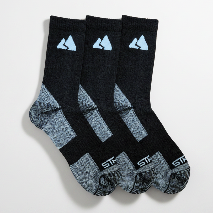 Black Merino Wool Hiking Socks