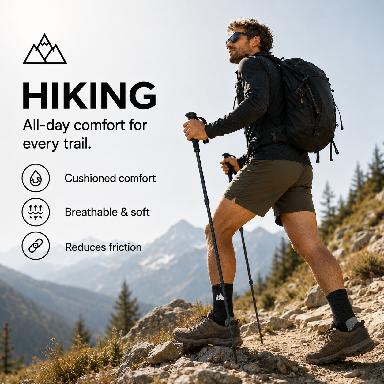 Black Merino Wool Hiking Socks