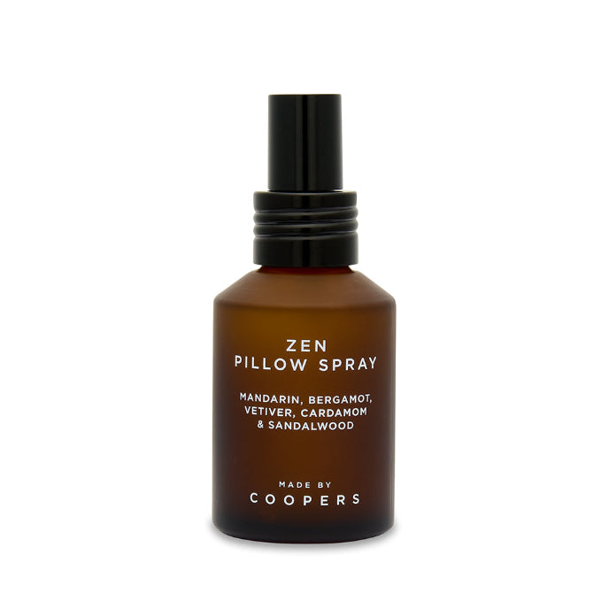 Brown bottle of 'Zen Pillow Spray' by Coopers on a white background