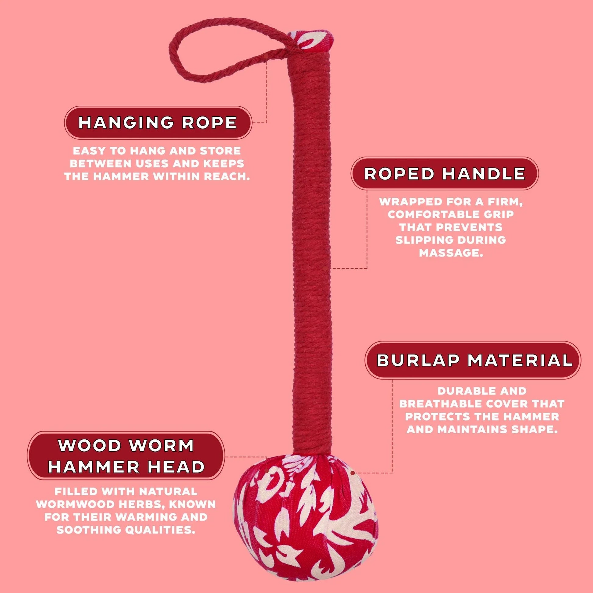 Wormwood Massage Hammer | Red - Mindres