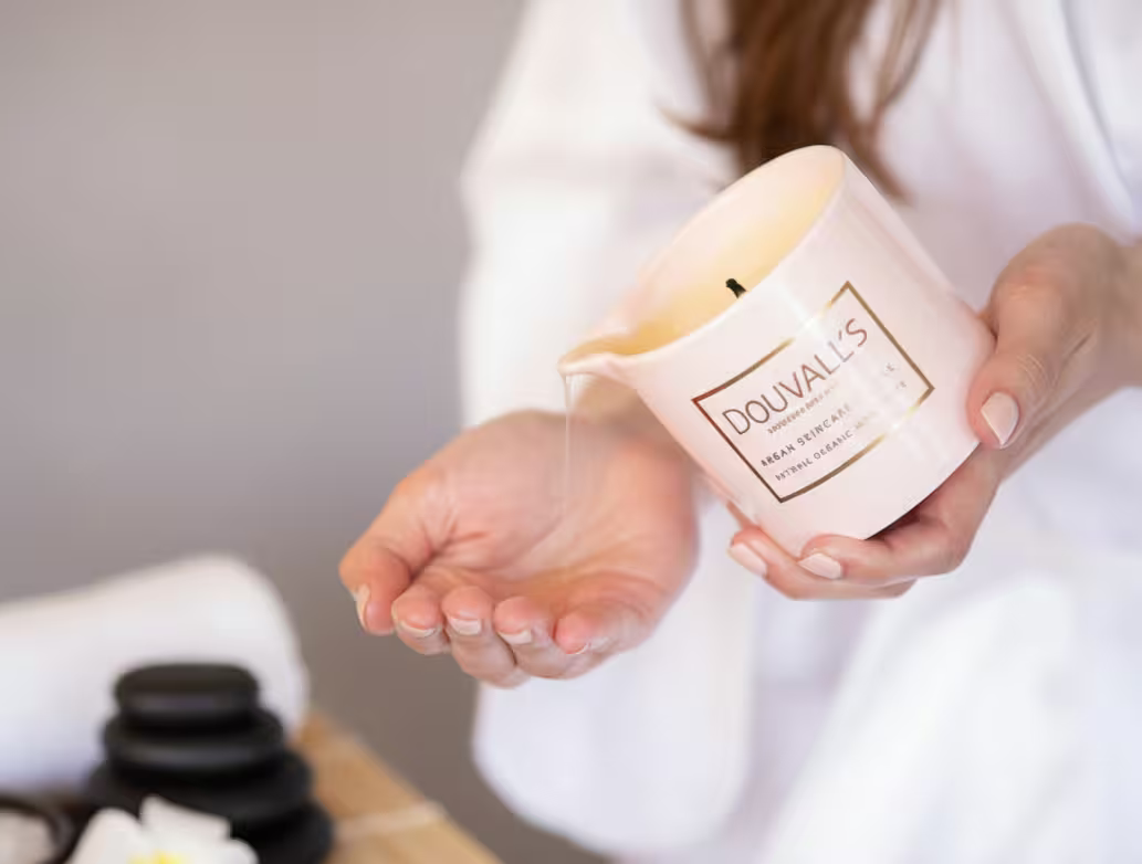 Massage Candle - Vanilla Jasmin & Ginger 180g | Organic Argan Oil for Skincare