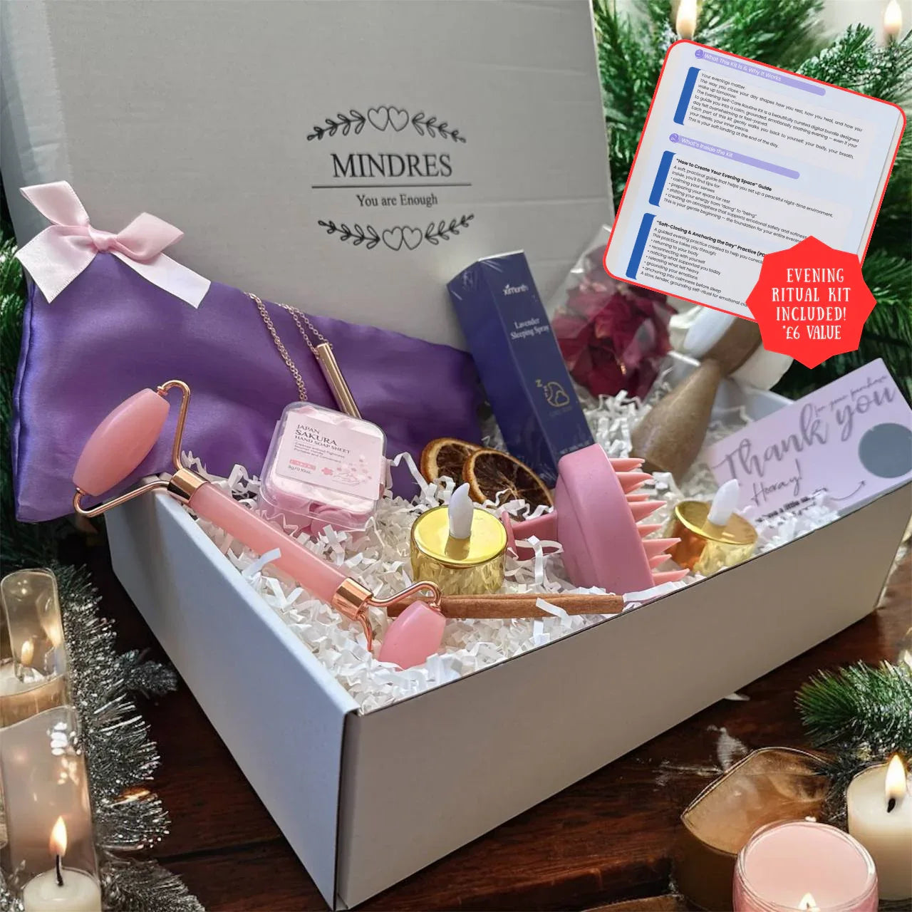 Self-care Pamper Box + Gift | Evening Calm & Relaxation Kit for Mind, Body & Sleep - Mindres