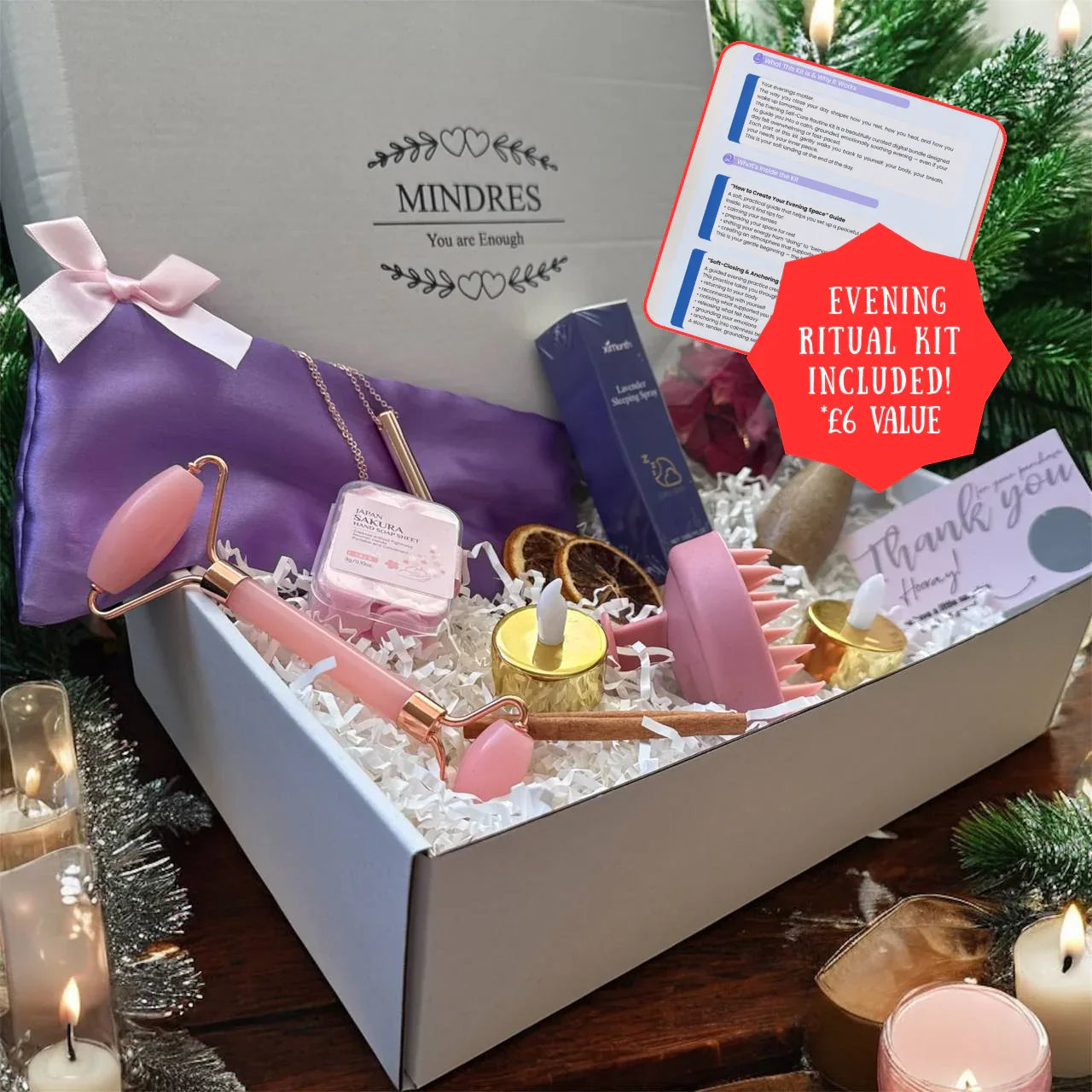 Self-care Pamper Box + Gift | Evening Calm & Relaxation Kit for Mind, Body & Sleep - Mindres