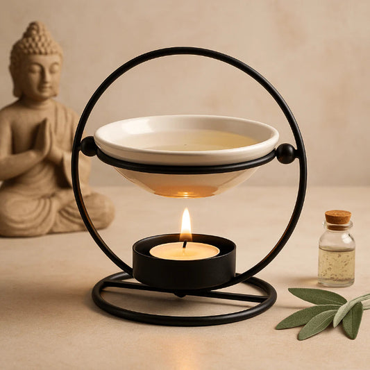 Ceramic & Metal Round Stand Oil Burner