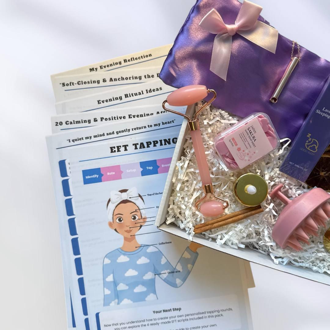 Self-care Pamper Box + Gift | Evening Calm & Relaxation Kit for Mind, Body & Sleep - Mindres