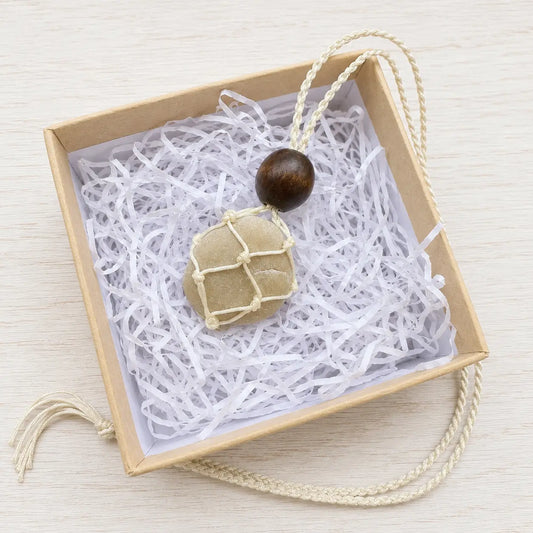 Camino Companion Stone with Hand-knotted Holder + Certificate in a Kraft Box