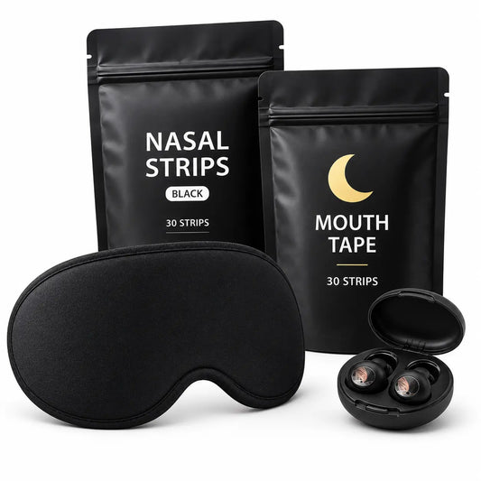 3D Weighted Eye mask + Earplugs + Nasal Strips + Mouth Tape | Ultimate Sleep Reset