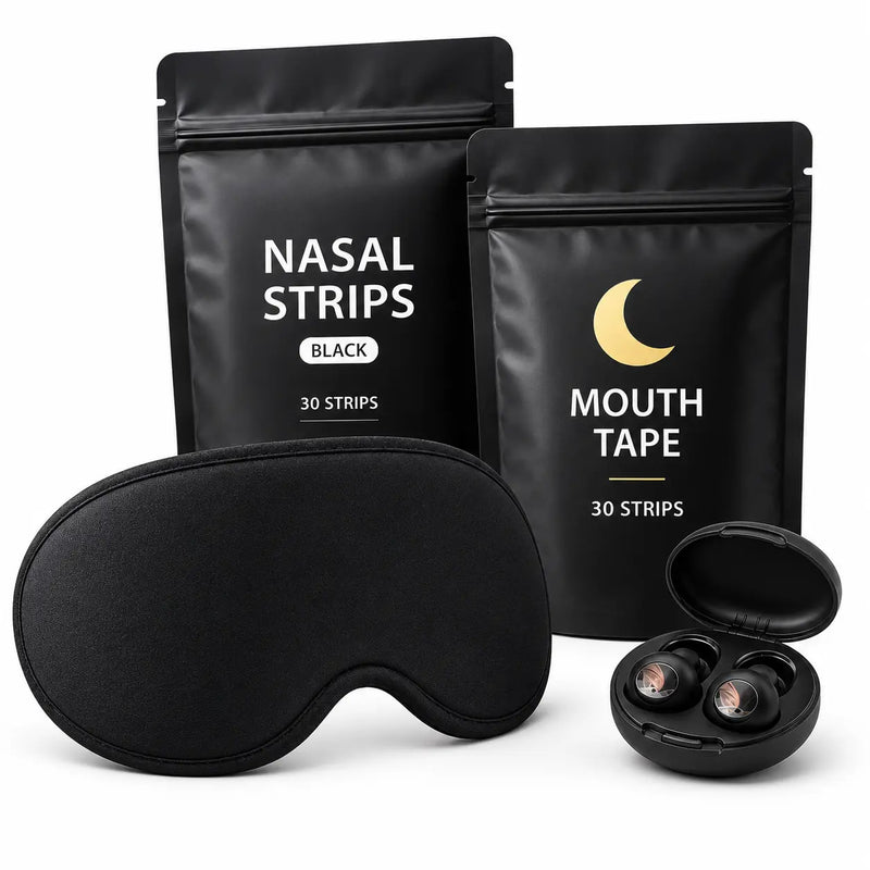 3D Weighted Eye mask + Earplugs + Nasal Strips + Mouth Tape | Ultimate Sleep Reset